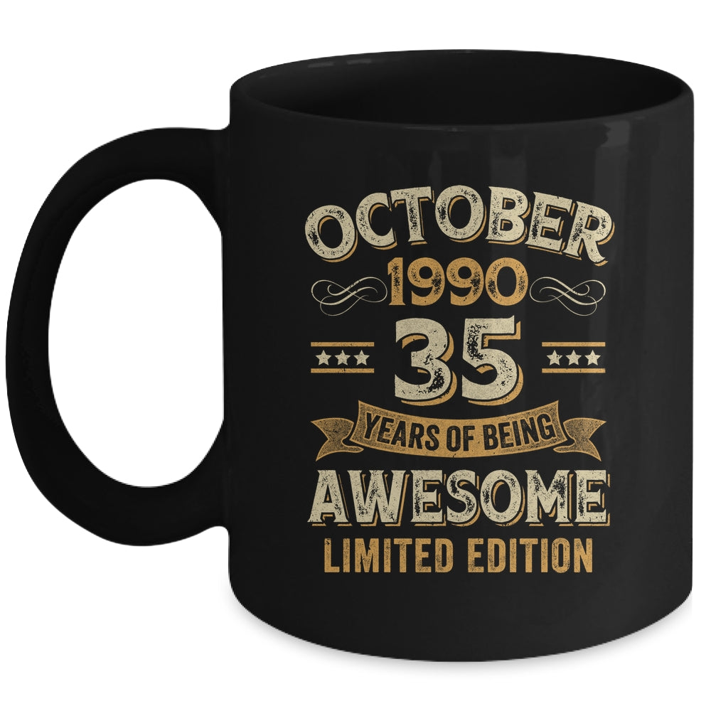 35 Years Awesome Vintage October 1990 35th Birthday Mug | teecentury