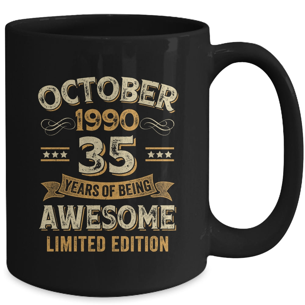 35 Years Awesome Vintage October 1990 35th Birthday Mug | teecentury