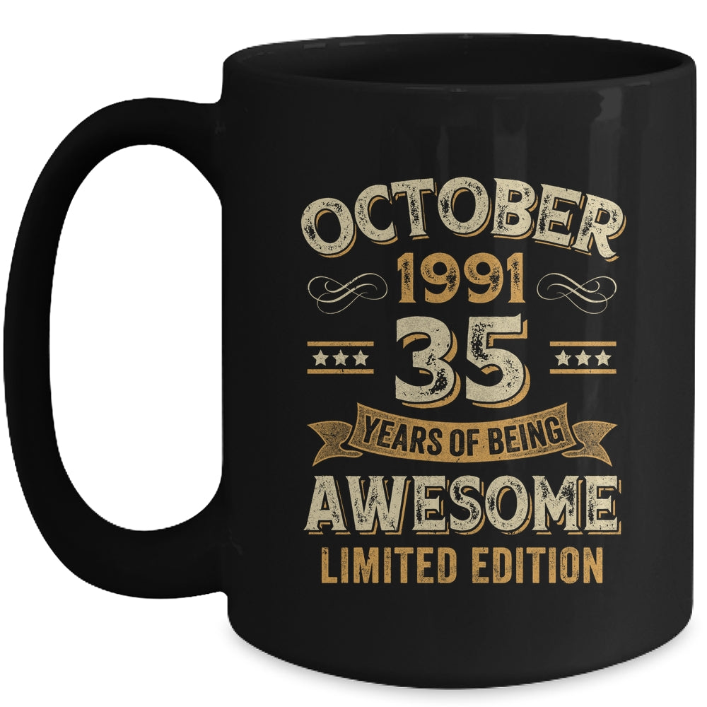 35 Years Awesome Vintage October 1991 35th Birthday Mug | teecentury