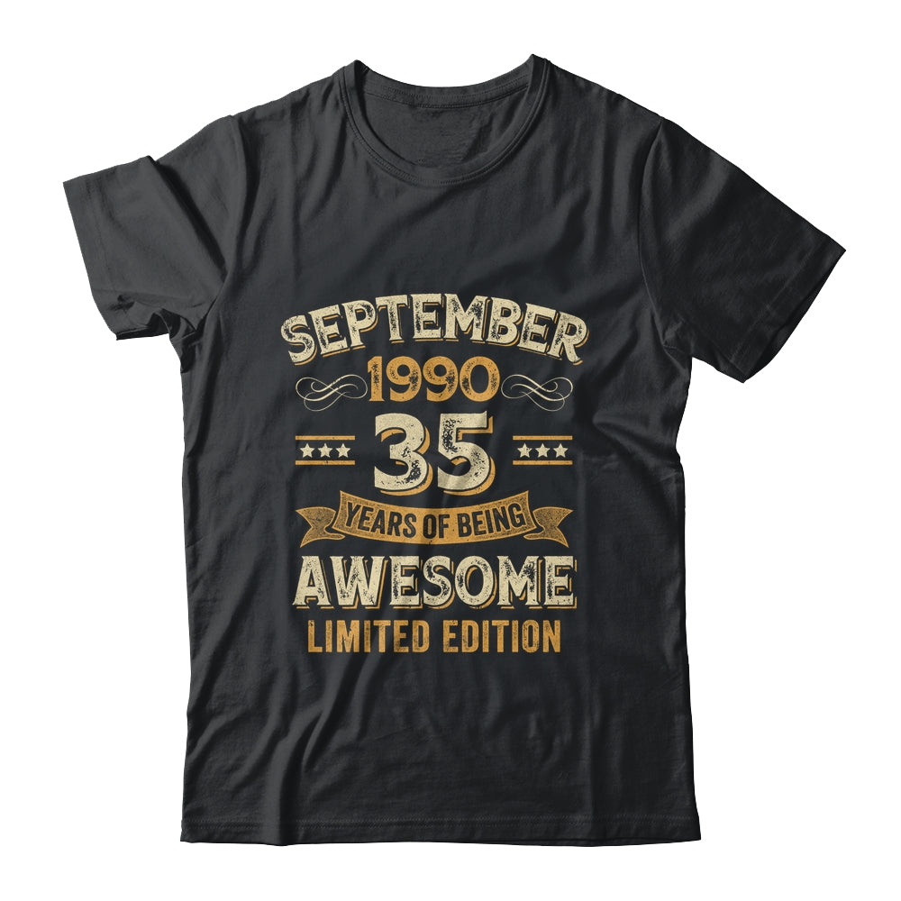 35 Years Awesome Vintage September 1990 35th Birthday Shirt & Hoodie | teecentury