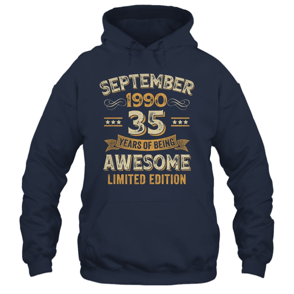 35 Years Awesome Vintage September 1990 35th Birthday Shirt & Hoodie | teecentury