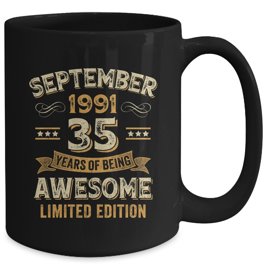 35 Years Awesome Vintage September 1991 35th Birthday Mug | teecentury