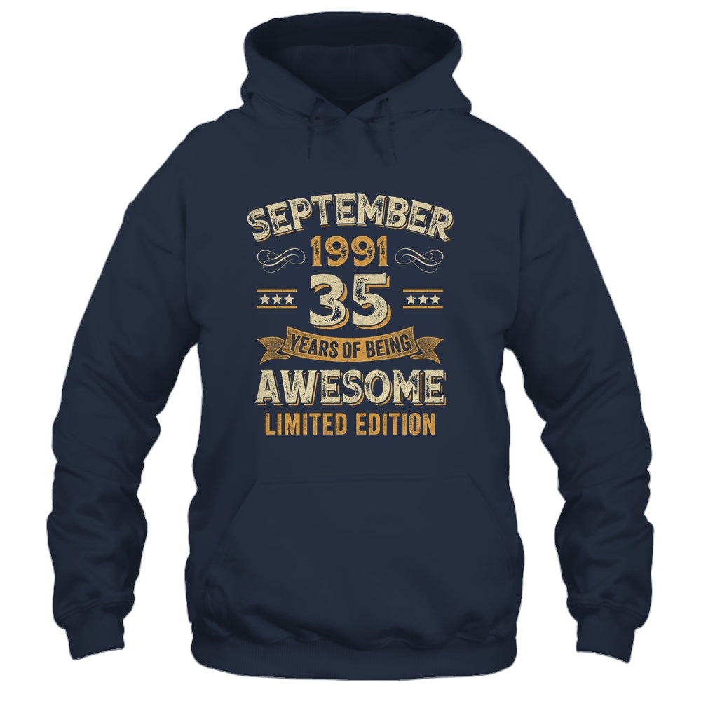 35 Years Awesome Vintage September 1991 35th Birthday Shirt & Hoodie | teecentury