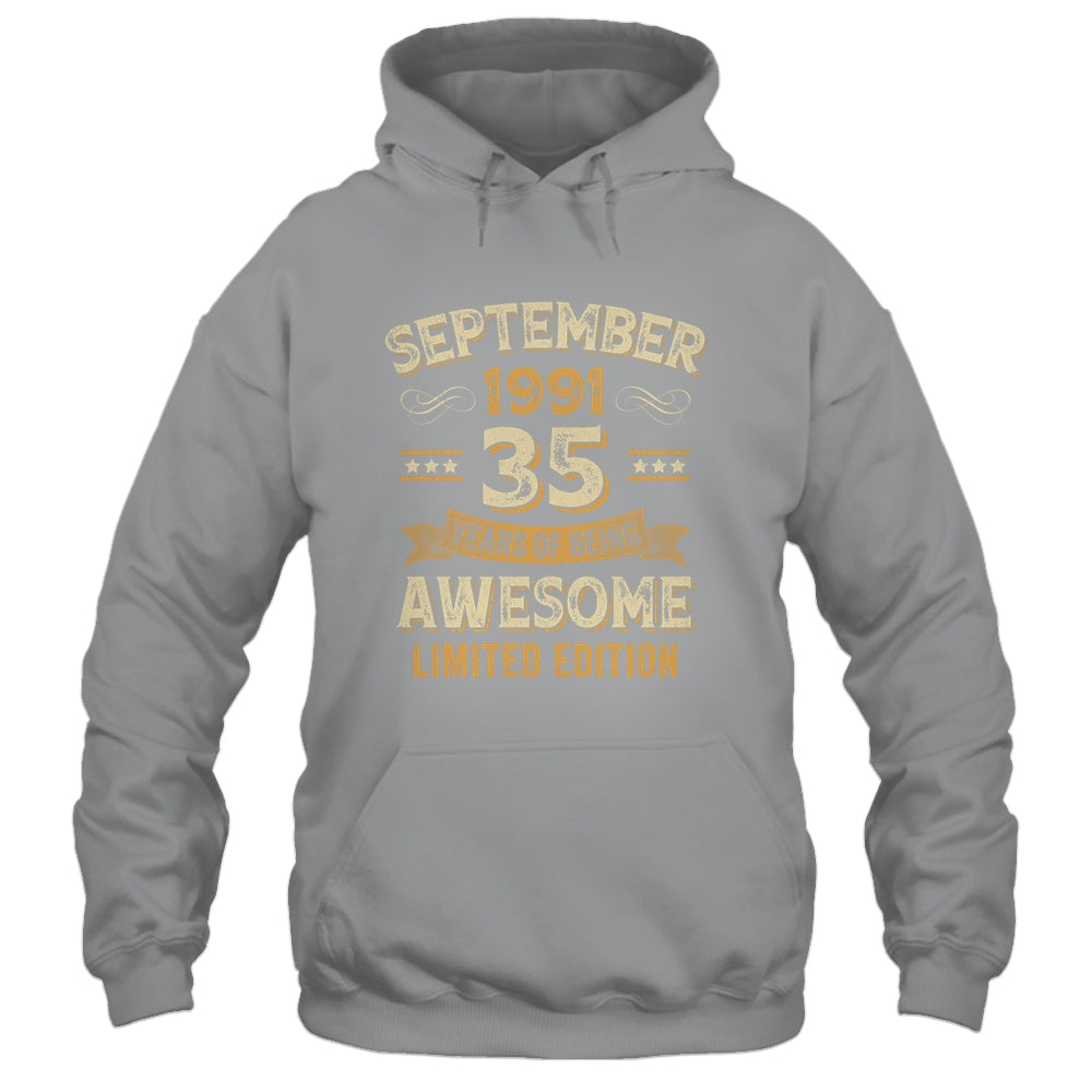 35 Years Awesome Vintage September 1991 35th Birthday Shirt & Hoodie | teecentury