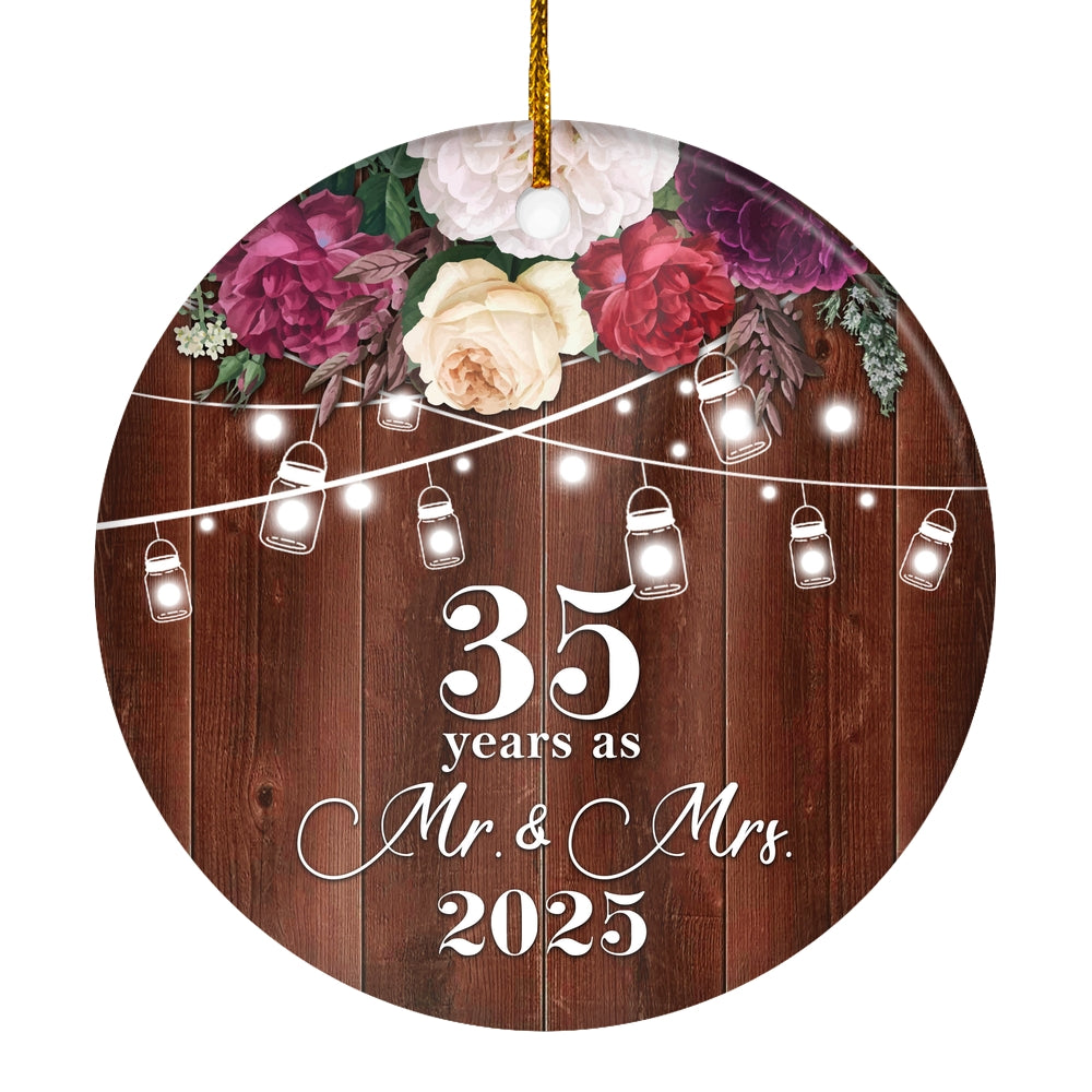 35th Anniversary Wedding Ornament 35 Years As Mr and Mrs For Couples Christmas Husband Wife Married Wedding Gift Holiday Decoration Christmas Tree Ornament | teecentury