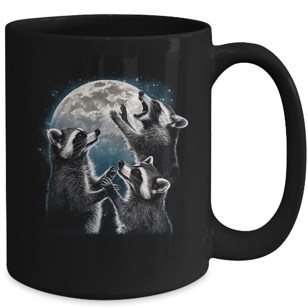 3 Racoon Moon Howling Racoon Head Funny Racoons Men Women Mug | teecentury