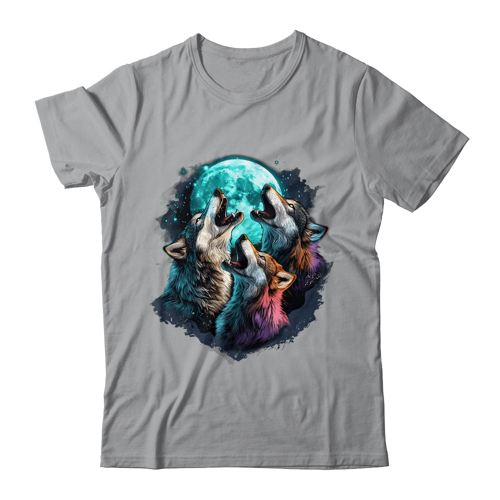 3 Wolf Moon Howling Wolf Head Funny Wolves For Men Women Shirt & Hoodie | teecentury