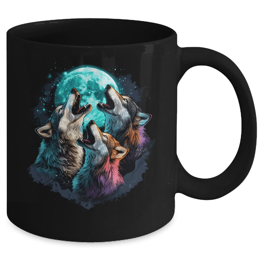 3 Wolf Moon Howling Wolf Head Funny Wolves For Men Women Mug | teecentury