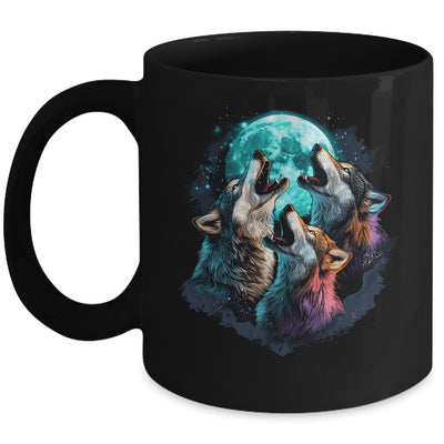 3 Wolf Moon Howling Wolf Head Funny Wolves For Men Women Mug | teecentury