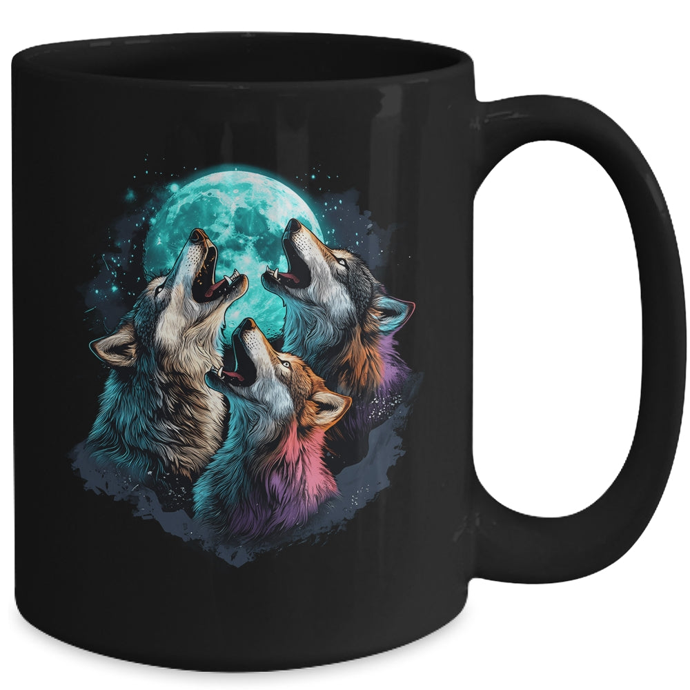 3 Wolf Moon Howling Wolf Head Funny Wolves For Men Women Mug | teecentury