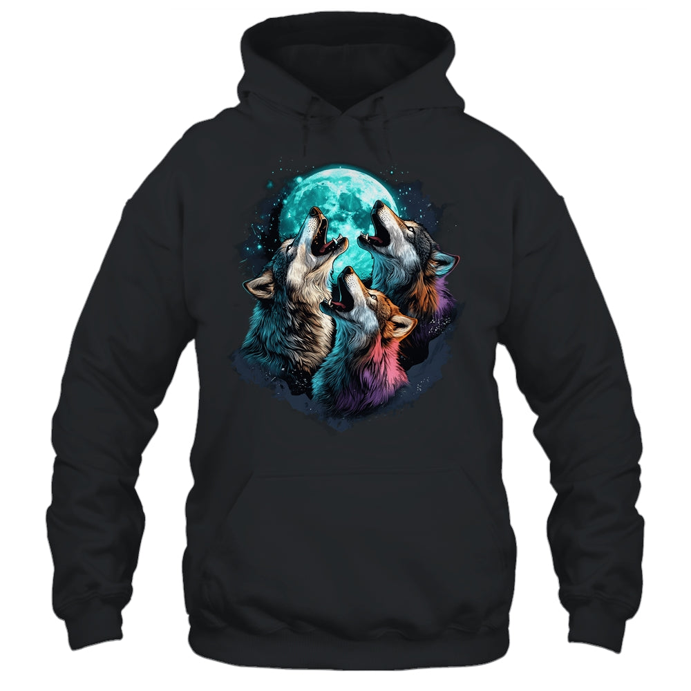 3 Wolf Moon Howling Wolf Head Funny Wolves For Men Women Shirt & Hoodie | teecentury