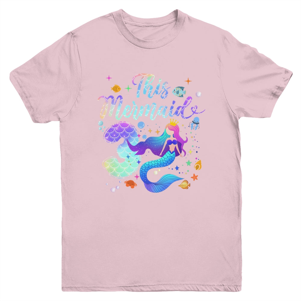 3 Year Old This Mermaid Is 3rd Birthday Girl Daughter Party Youth Shirt | teecentury