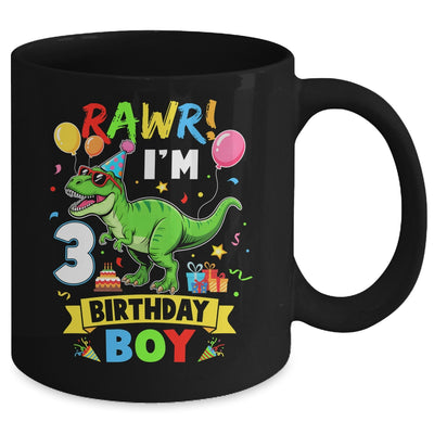 3 Years Old Boy 3rd Birthday Boy T Rex Dinosaur Mug | teecentury
