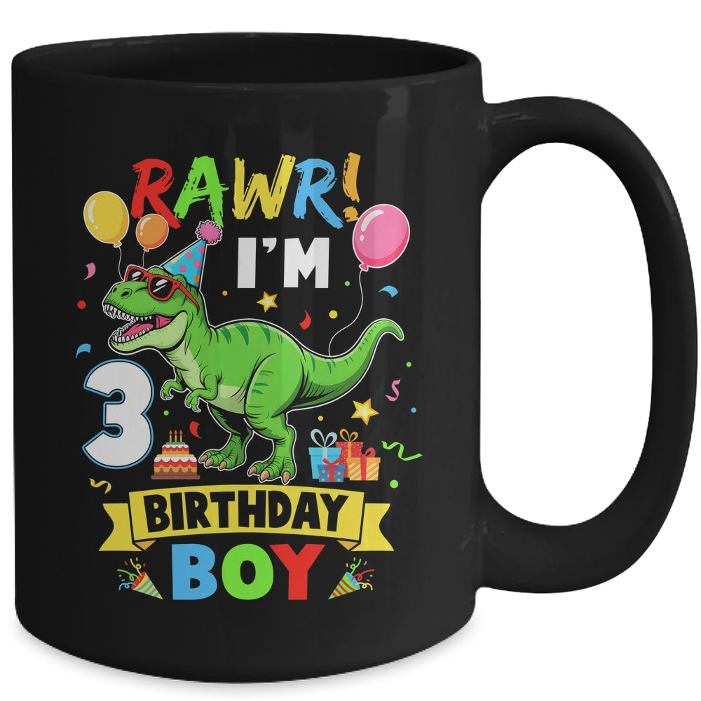 3 Years Old Boy 3rd Birthday Boy T Rex Dinosaur Mug | teecentury