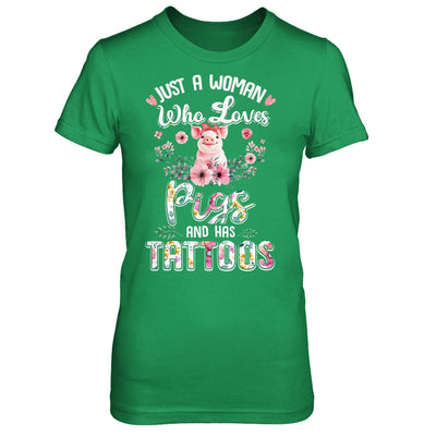 Just A Woman Who Loves Pigs And Has Tattoos T-Shirt & Tank Top | Teecentury.com