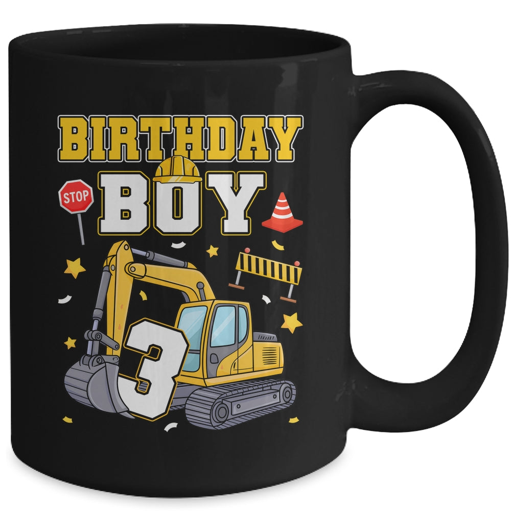 3rd Birthday Boy 3 Years Old Excavator Three Decorations Mug | teecentury