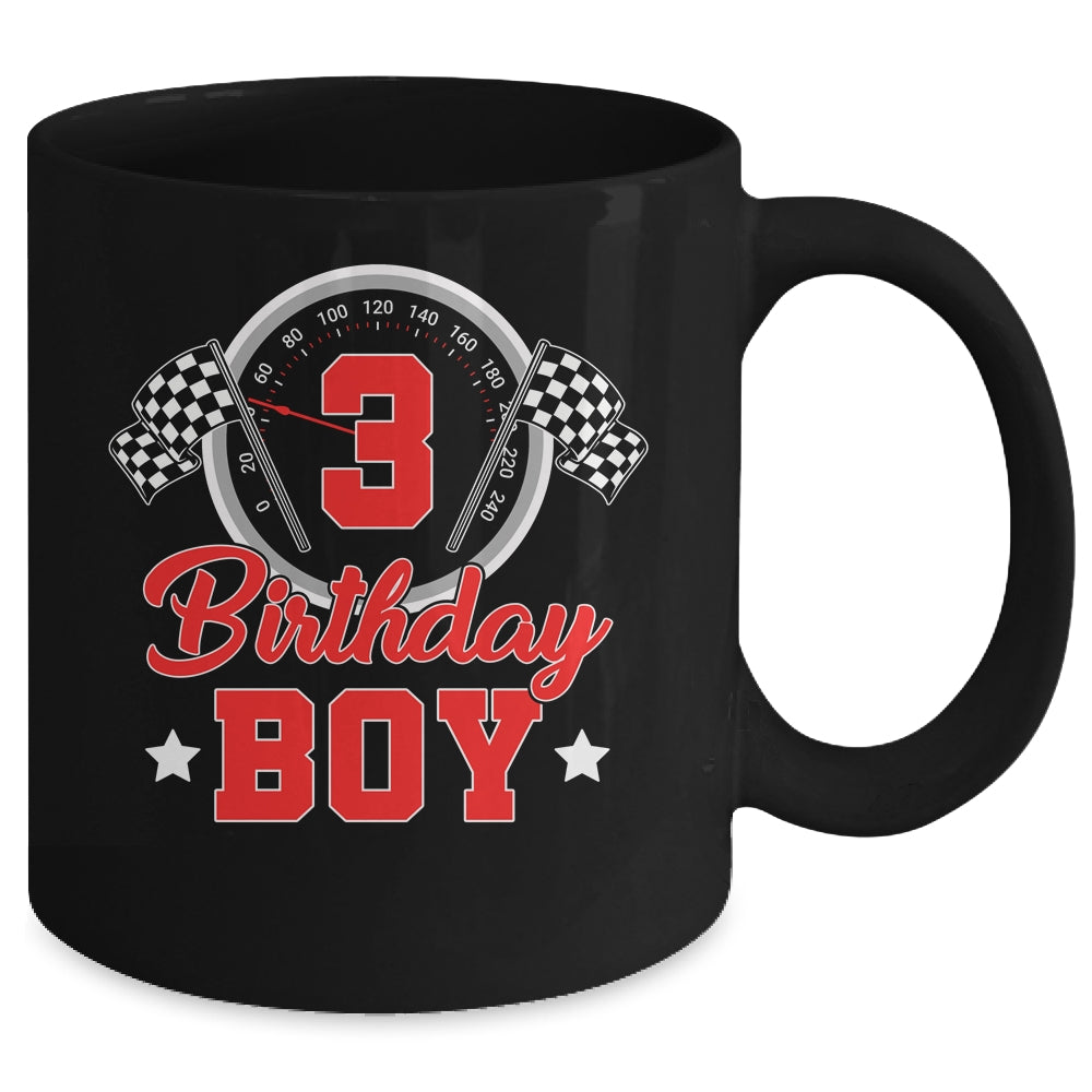 3rd Birthday Boy Race Car Birthday Racing Car Flag Mug | teecentury