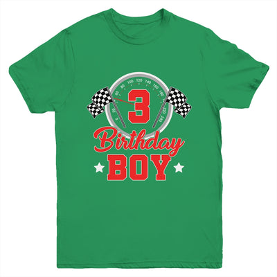 3rd Birthday Boy Race Car Birthday Racing Car Flag Youth Shirt | teecentury