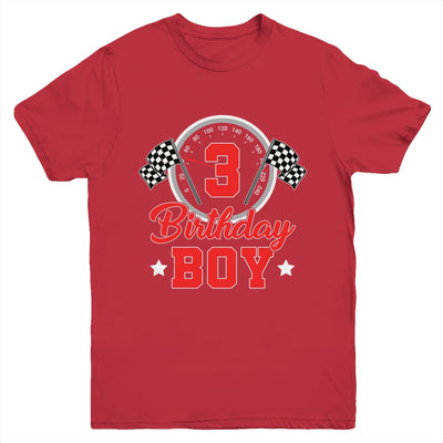 3rd Birthday Boy Race Car Birthday Racing Car Flag Youth Shirt | teecentury