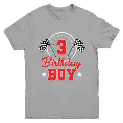 3rd Birthday Boy Race Car Birthday Racing Car Flag Youth Shirt | teecentury