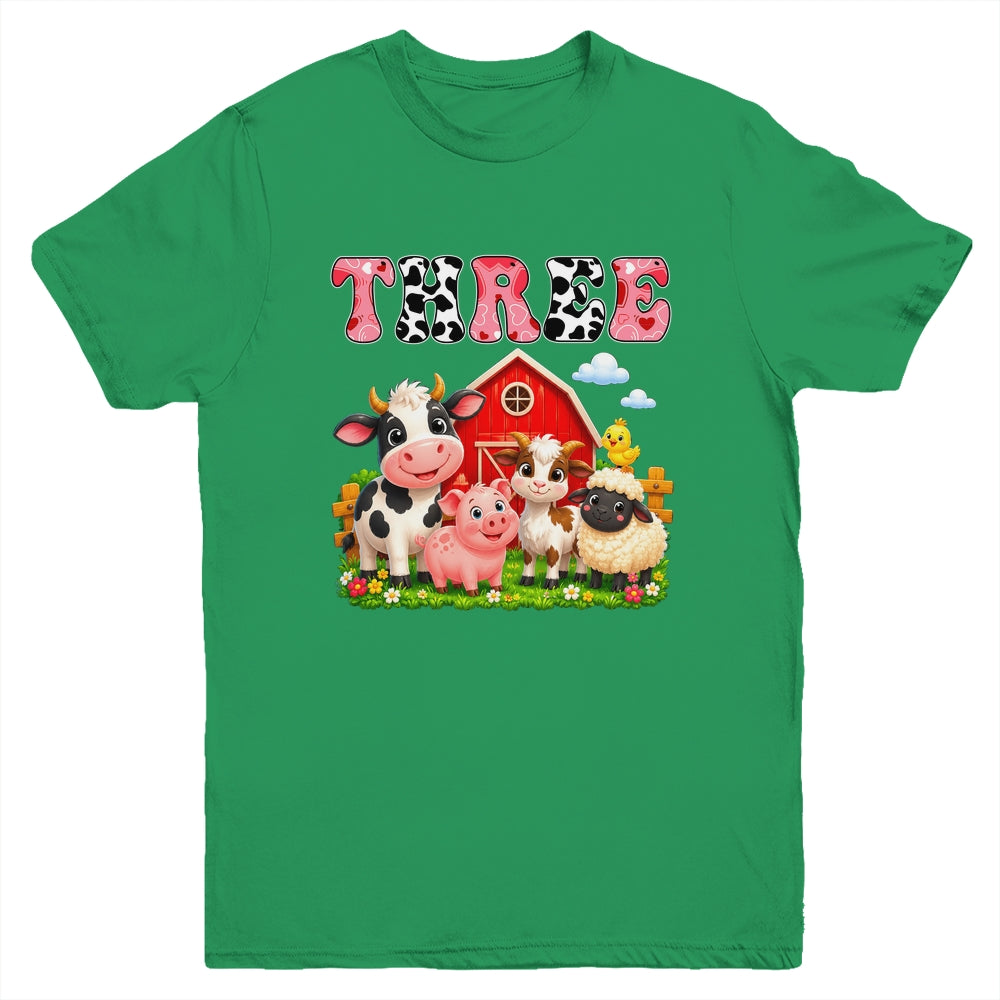 3rd Birthday Two Years Old Farm Theme Party Cow Birthday Youth Shirt | teecentury
