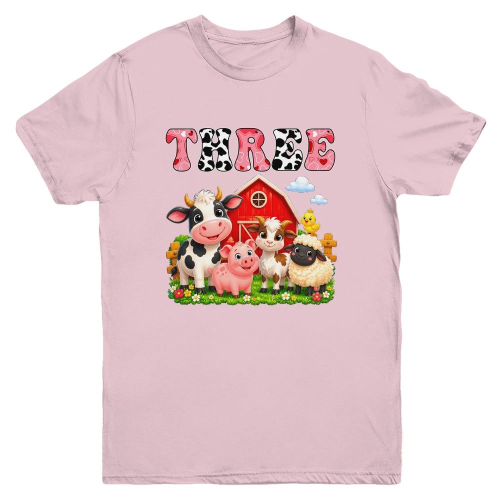 3rd Birthday Two Years Old Farm Theme Party Cow Birthday Youth Shirt | teecentury