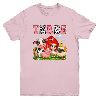 3rd Birthday Two Years Old Farm Theme Party Cow Birthday Youth Shirt | teecentury