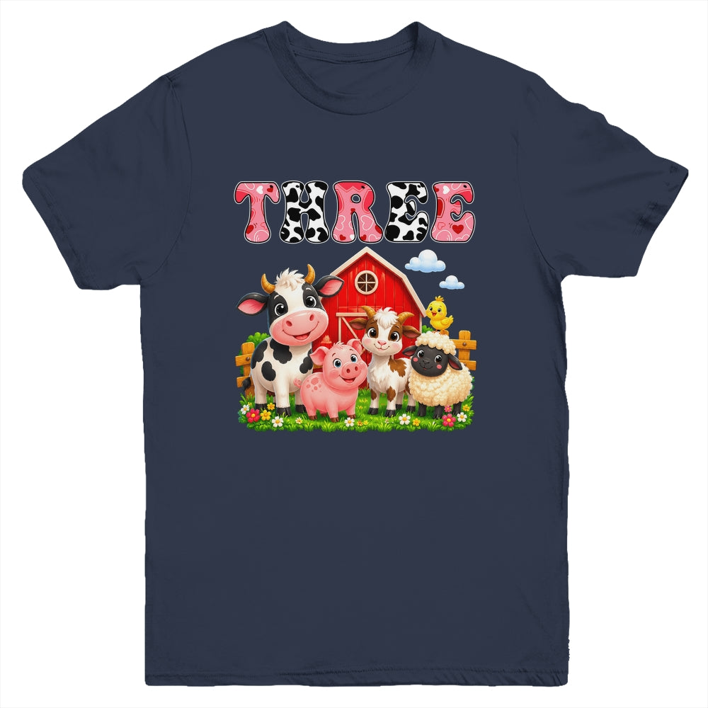 3rd Birthday Two Years Old Farm Theme Party Cow Birthday Youth Shirt | teecentury