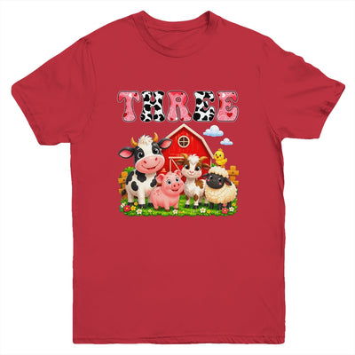 3rd Birthday Two Years Old Farm Theme Party Cow Birthday Youth Shirt | teecentury