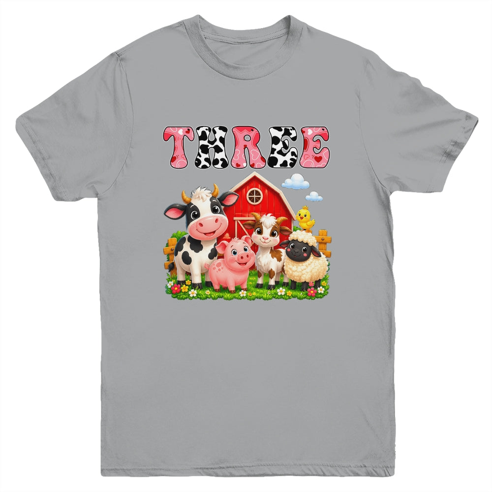 3rd Birthday Two Years Old Farm Theme Party Cow Birthday Youth Shirt | teecentury
