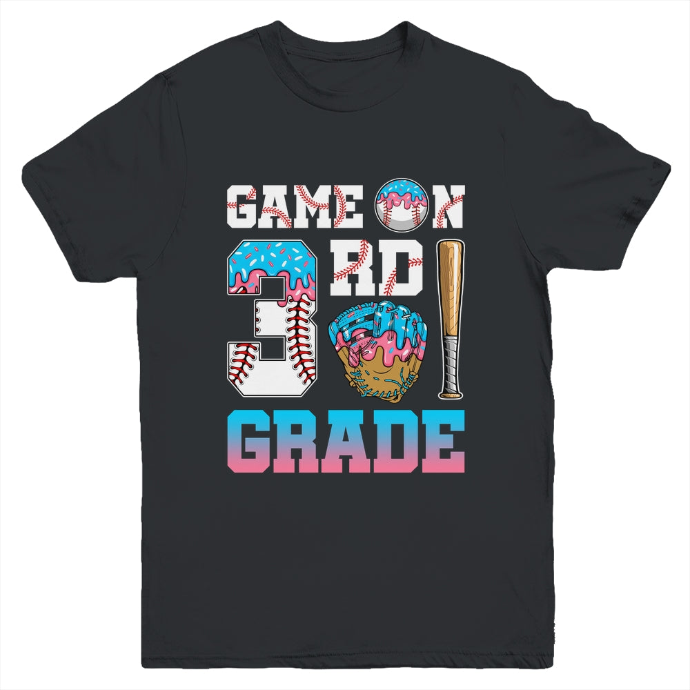 3rd Grade Back To School Baseball Drip Ice Cream Game On Youth Shirt | teecentury