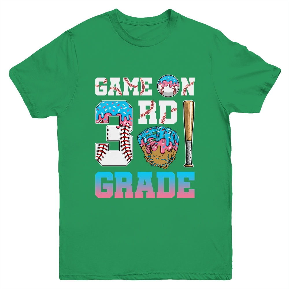 3rd Grade Back To School Baseball Drip Ice Cream Game On Youth Shirt | teecentury