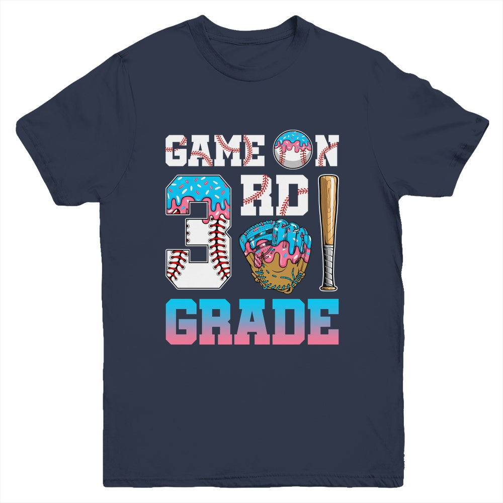 3rd Grade Back To School Baseball Drip Ice Cream Game On Youth Shirt | teecentury