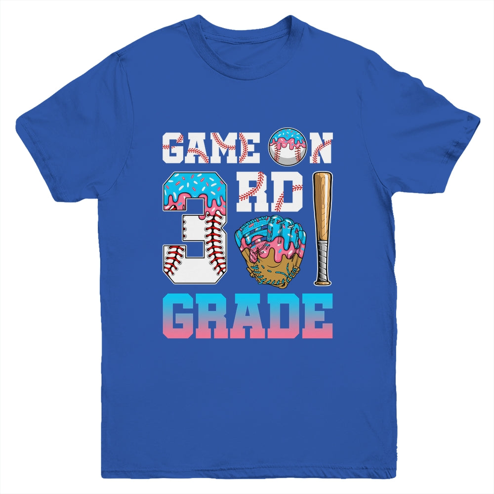 3rd Grade Back To School Baseball Drip Ice Cream Game On Youth Shirt | teecentury