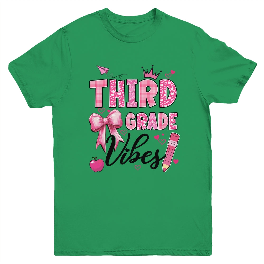 3rd Third Grade Vibes Back To School Coquette Teacher Girl Youth Shirt | teecentury