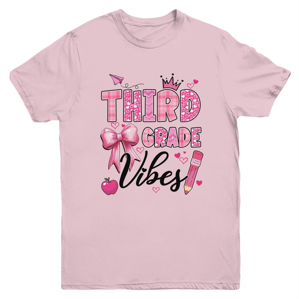 3rd Third Grade Vibes Back To School Coquette Teacher Girl Youth Shirt | teecentury