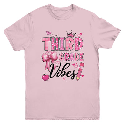3rd Third Grade Vibes Back To School Coquette Teacher Girl Youth Shirt | teecentury