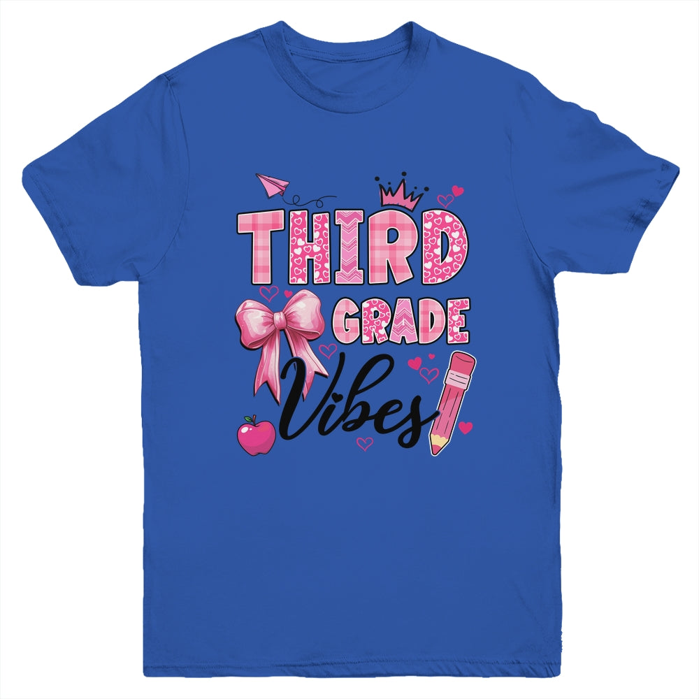 3rd Third Grade Vibes Back To School Coquette Teacher Girl Youth Shirt | teecentury