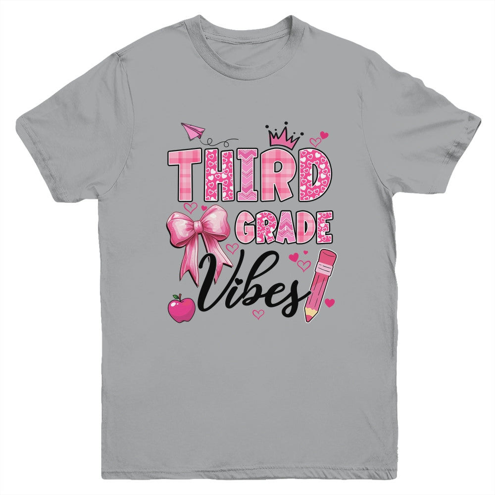 3rd Third Grade Vibes Back To School Coquette Teacher Girl Youth Shirt | teecentury