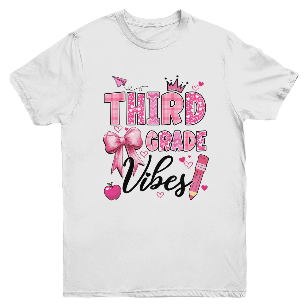 3rd Third Grade Vibes Back To School Coquette Teacher Girl Youth Shirt | teecentury