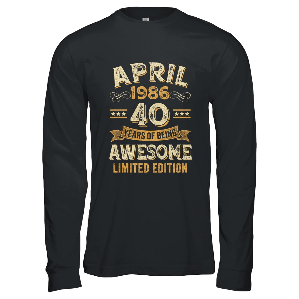 40 Years Awesome Vintage April 1986 40th Birthday Shirt & Hoodie | teecentury