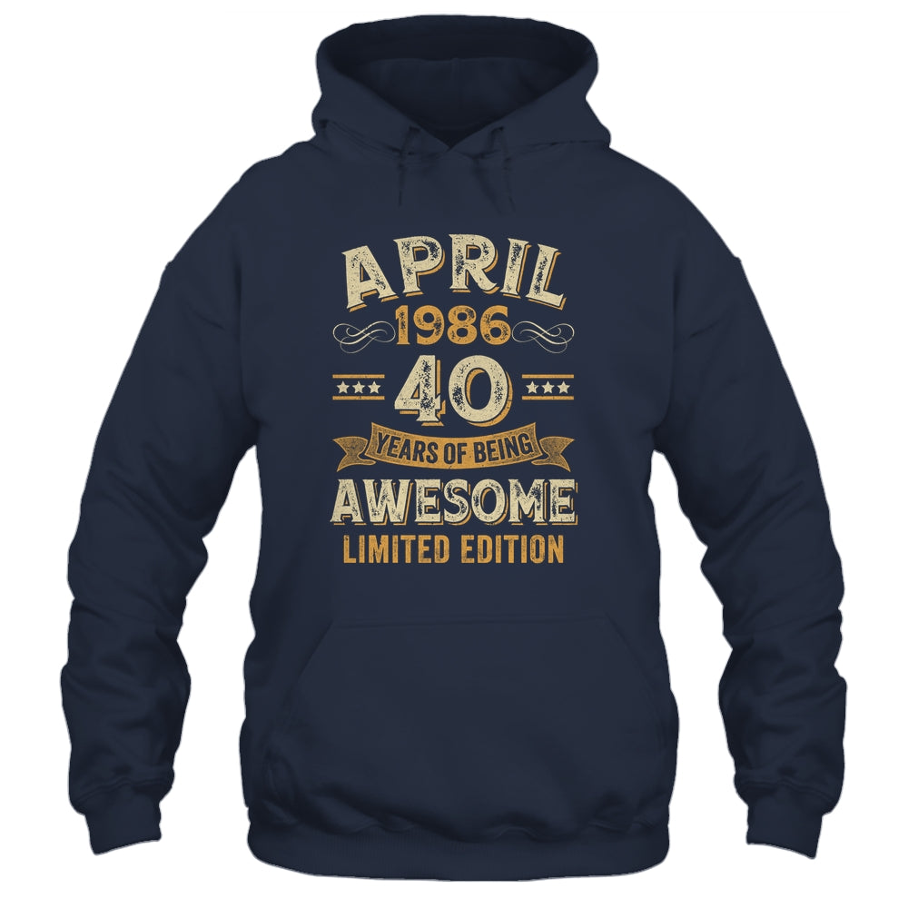 40 Years Awesome Vintage April 1986 40th Birthday Shirt & Hoodie | teecentury