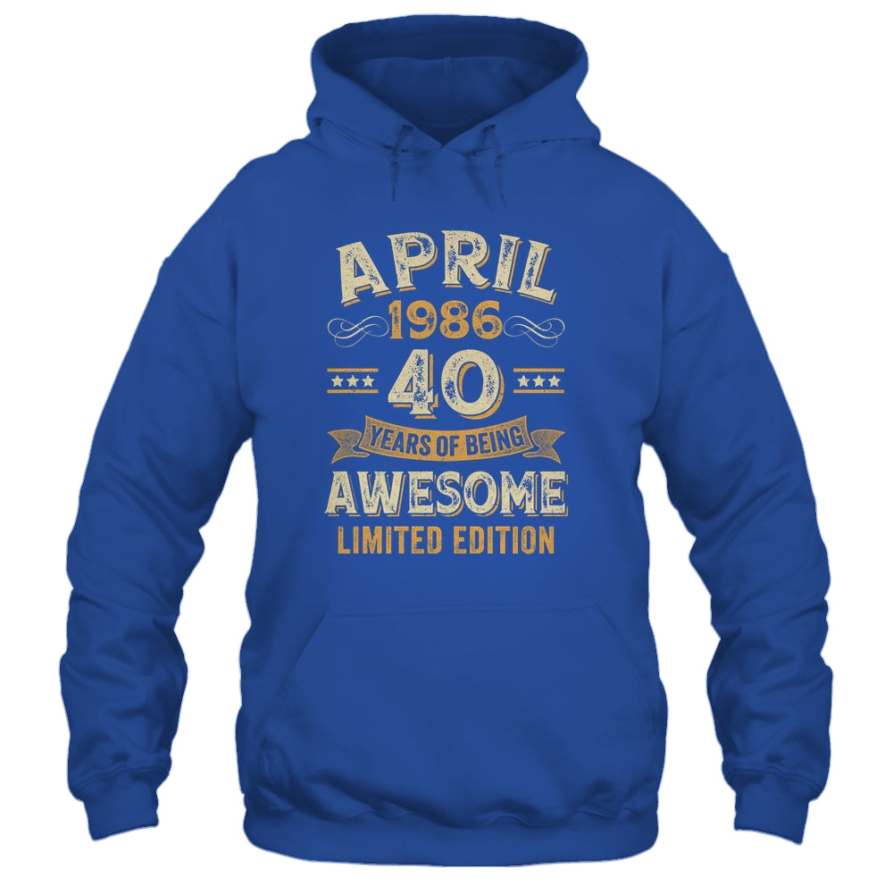 40 Years Awesome Vintage April 1986 40th Birthday Shirt & Hoodie | teecentury
