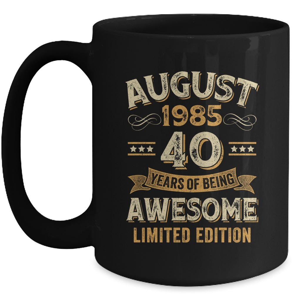 40 Years Awesome Vintage August 1985 40th Birthday Mug | teecentury