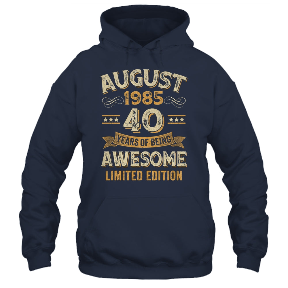 40 Years Awesome Vintage August 1985 40th Birthday Shirt & Hoodie | teecentury