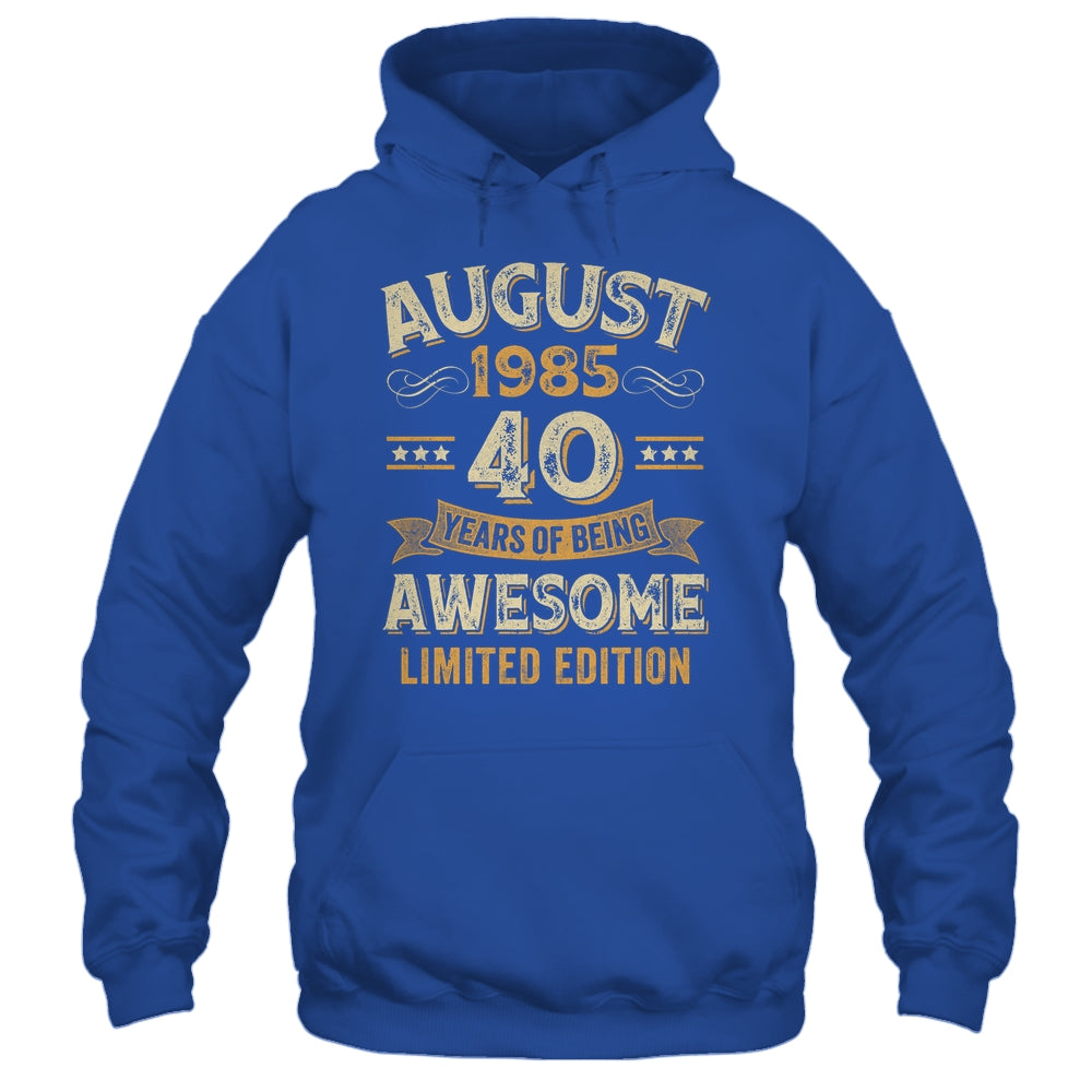 40 Years Awesome Vintage August 1985 40th Birthday Shirt & Hoodie | teecentury