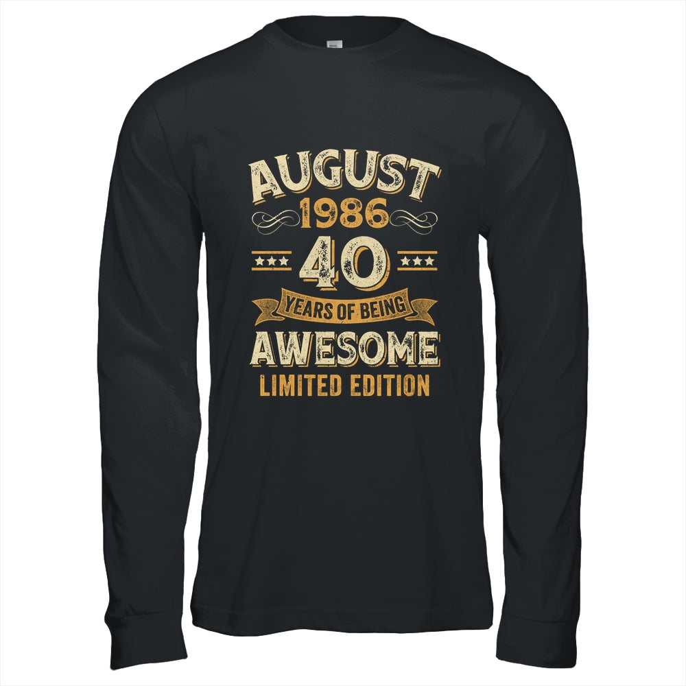 40 Years Awesome Vintage August 1986 40th Birthday Shirt & Hoodie | teecentury