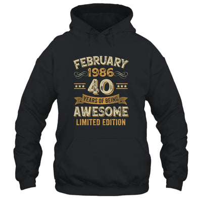 40 Years Awesome Vintage February 1986 40th Birthday Shirt & Hoodie | teecentury
