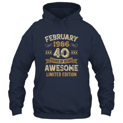 40 Years Awesome Vintage February 1986 40th Birthday Shirt & Hoodie | teecentury