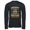 40 Years Awesome Vintage January 1984 40th Birthday Shirt & Hoodie | teecentury